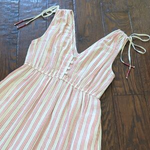 SOLUDOS I NWOT Cotton Double Gauze Coral, Burgundy & White Striped Sundress, M